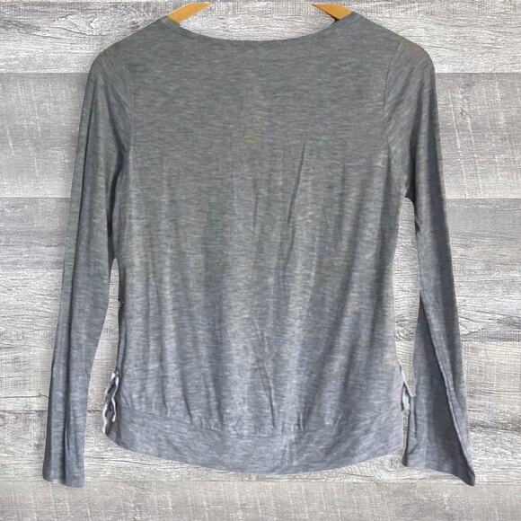 Love Glam Girl Dani Long Sleeve Grey Top NEW L 14 Holographic Rainbow Lace Up - Picture 3 of 4